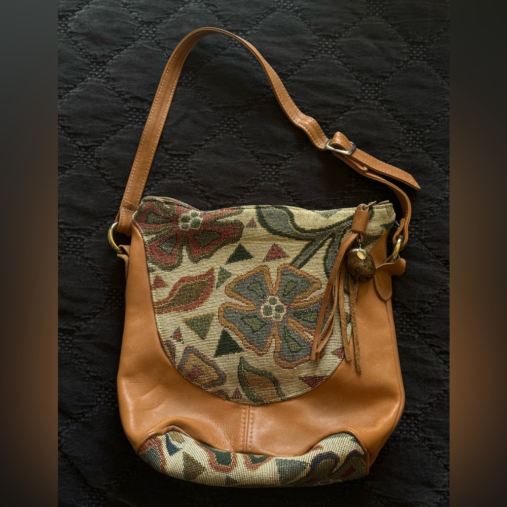 Marco Avane Tapestry Floral Leather Shoulder Bag